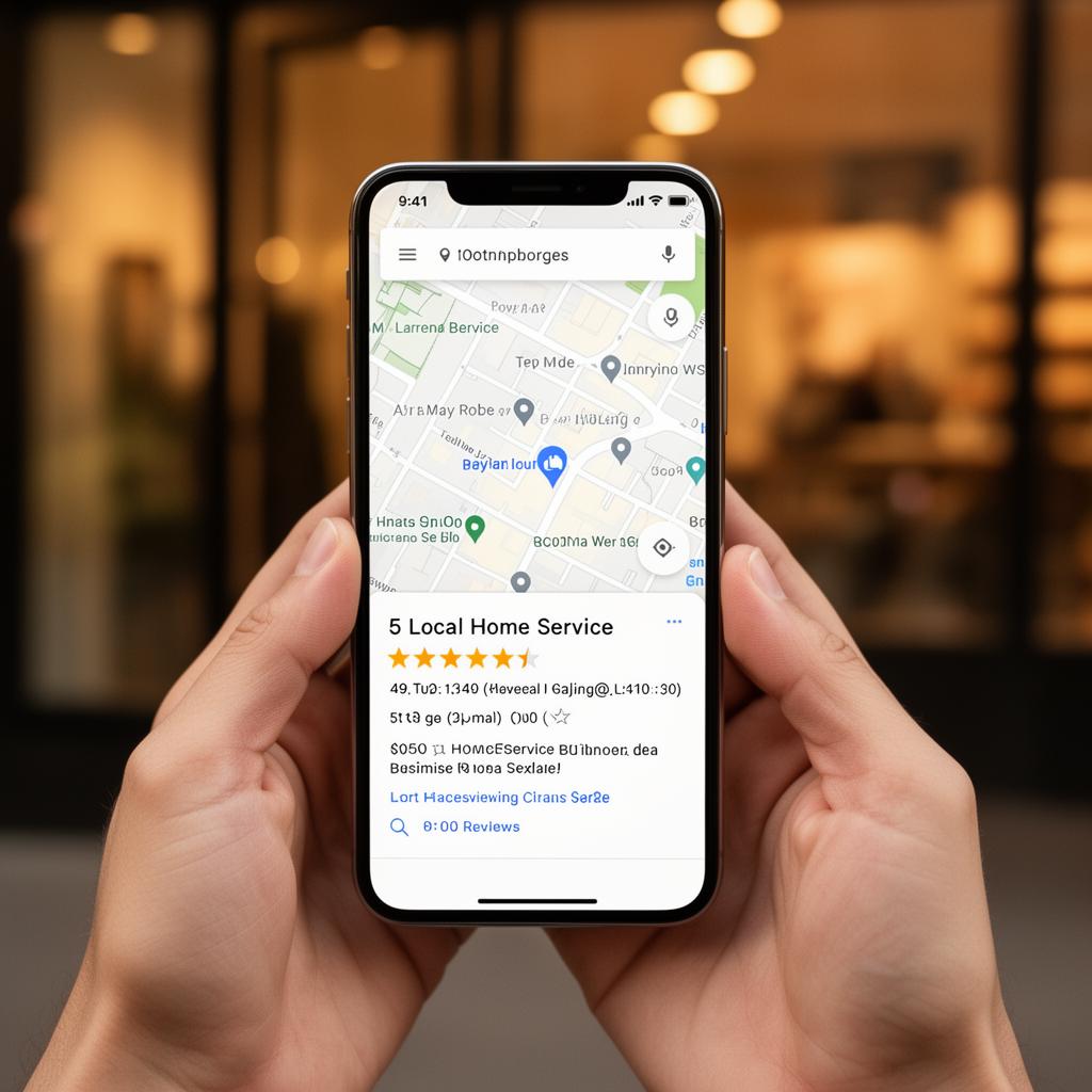 Phone showing a Google Maps listing for a local business